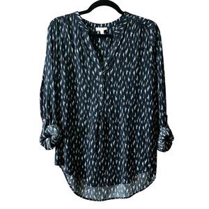 Soft Joie abstract brush stroke print henley peasant tunic top